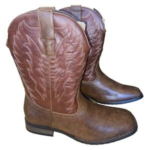 IUV Cowboy Boots Mens Western Boot Durable Classic Embroidered Square Toe Tra